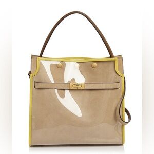 TORY BURCH Lee Radziwill Raincoat Double Bag Satchel In Clear Multi $1,186
